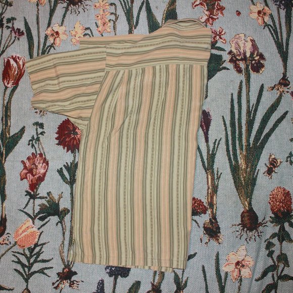 Tommy Bahama green and peach striped button up silk t-shirt size large - Picture 5 of 5